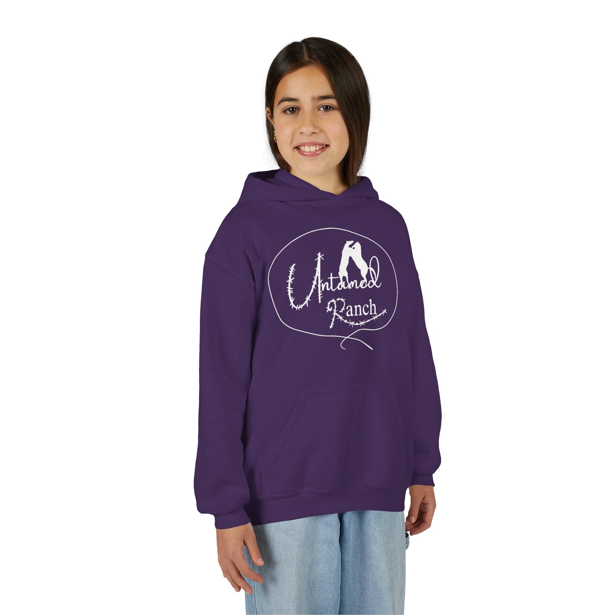 Youth Rodeo Cowgirl Horse Heavy Blend Hooded Sweatshirt