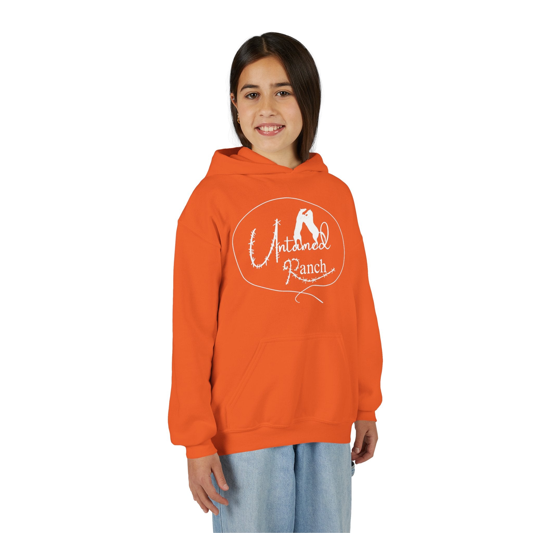 Youth Rodeo Cowgirl Horse Heavy Blend Hooded Sweatshirt