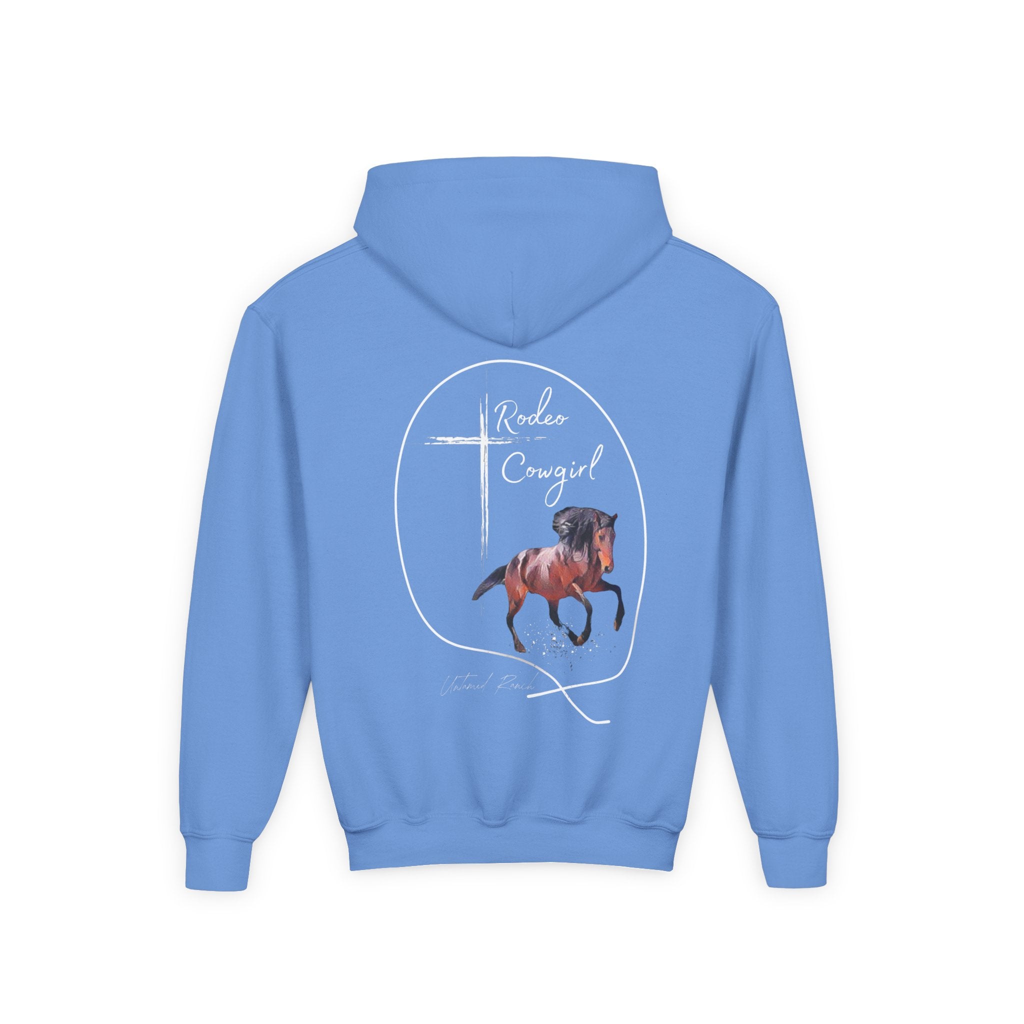 Youth Rodeo Cowgirl Horse Heavy Blend Hooded Sweatshirt